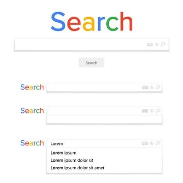 Search Bar Field Vector. Search Engine Browser Window Template. Pop Up List Stockillustratie