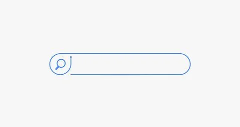 Search bar. Horizontal linear border with text input field, magnifying glass Stock Illustration