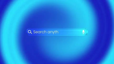 Search bar icon is displayed inside a sleek glass animation 스톡 동영상 335121179