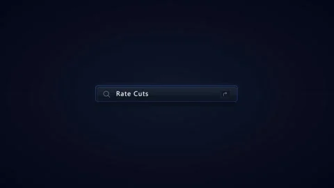 Search bar interface animation typing rate cuts query on dark minimalist ba.. Stock-Footage 337552713