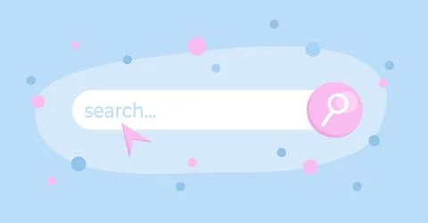 Search bar with mouse cursor on an blue background. Flat vector illustration Stock Illustration