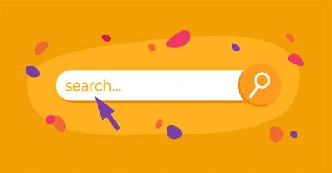 Search bar with mouse cursor on an orange background Stock Illustration