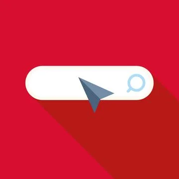 Search bar with mouse pointer clicking magnifying glass Stock Illustration