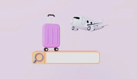 Search bar with suitcase, Summer time, Holiday vacation, Tourism and travel Stock Illustration