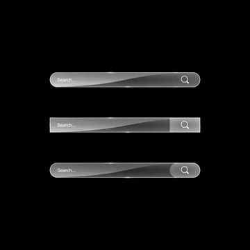 Search bar template. Vector web search illustration. Transparent glass search Illustrazione stock