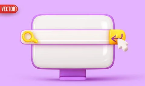 Search bar template for website in computer. Navigation search for browser... Illustrazione stock