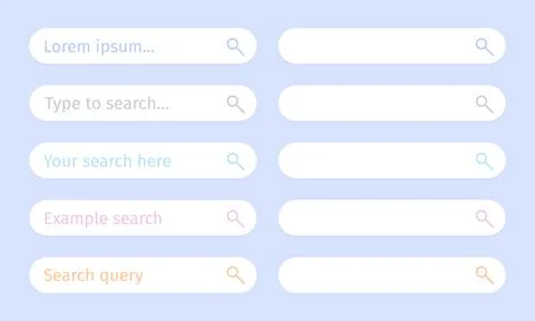 Search Bar UI Set Modern Address Field Template Stock Illustration