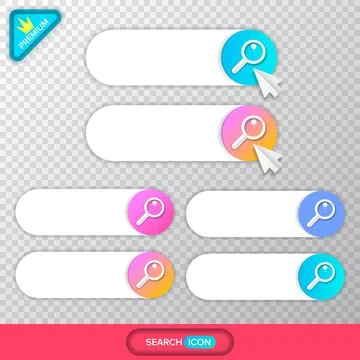 Search bar vector design ui elements ui. Blue and pink search bar icon colletion Illustrazione stock