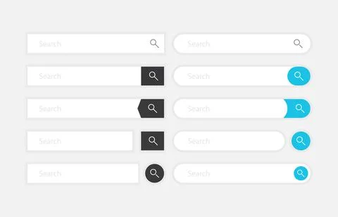 Search bar vector element design, set of ten search boxes ui template on whit Stock Illustration