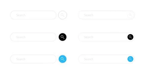 Search bar vector element design, set of ten search boxes ui template on whit Stock Illustration
