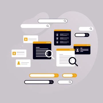 Search bar vector element design, set of search boxes template isolated on gr Stock Illustration