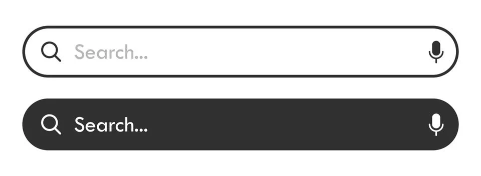 Search bar web browser button set with a microphone vector illustration Stock Illustration