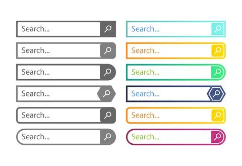 Search bar web design. Set of search icon isolated on white background. Vecto Stock Illustration