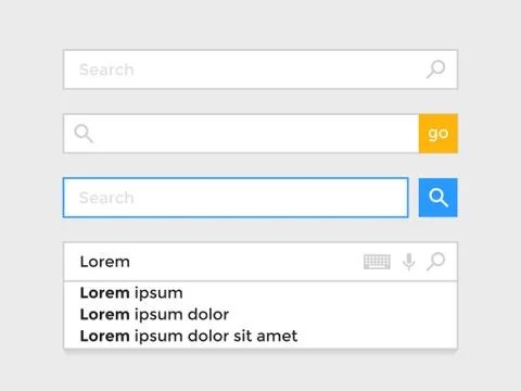 Search bar web page internet browser element vector icons template Stock Illustration