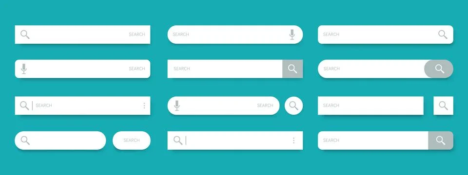 Search bar. Web UI elements for browsers with text field and search button Illustrazione stock