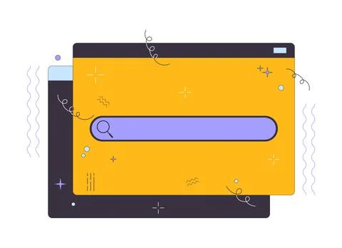 Search bar on website window 2D linear cartoon object Stock Illustration