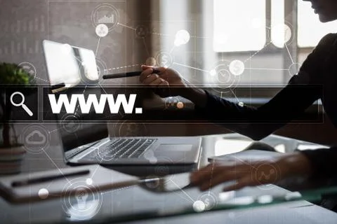Search bar with www text. Web site, URL. Digital marketing. internet concept. Ilustración de archivo