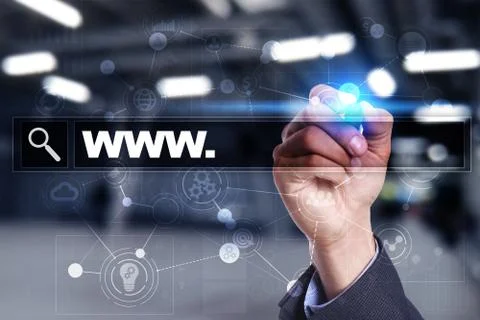 Search bar with www text. Web site, URL. Digital marketing. internet concept. Stock Illustration