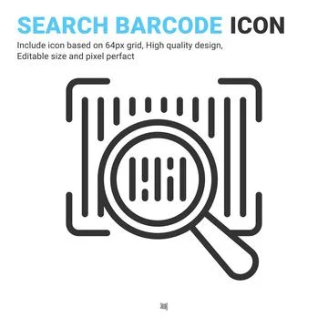 Search barcode icon vector with outline style isolated on white background 스톡 일러스트