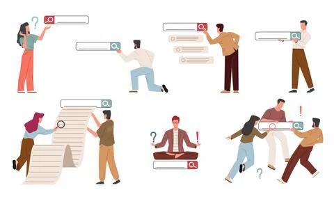 Search bars and people. Data personalization, refinement, interface users Stock Illustration