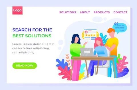 Search for Best Solutions, Workers in Office Web 스톡 일러스트