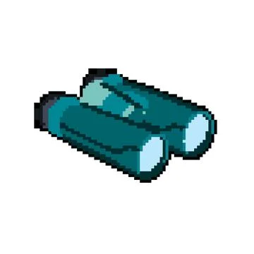 Search binoculars pixel art vector illustration Stock Illustration