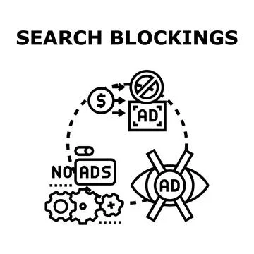 Search blocking internet ads for better user experience Stock Illustration