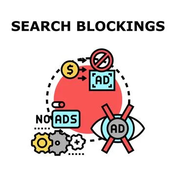 Search blocking internet ads for better user experience Stock Illustration