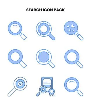 Search Blue Icons Pack Stock Illustration