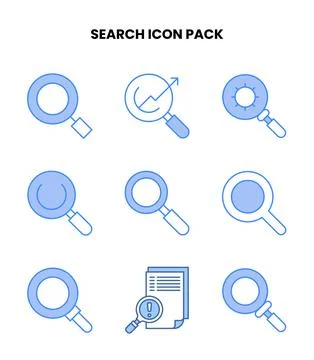 Search Blue UI Icons Pack 库存插图