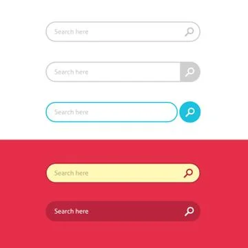 Search box set vector interface elements with button, ui bar Illustrazione stock