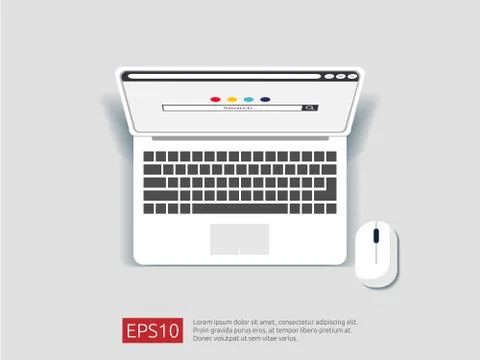 Search browser bar on top view laptop screen. flat style vector illustration Stock Illustration