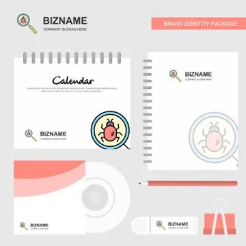 Search bug  Logo, Calendar Template, CD Cover, Diary and USB Brand Stationary Illustrazione stock