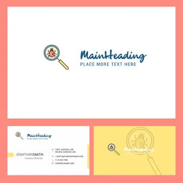 Search bug  Logo design with Tagline &amp; Front and Back Busienss Card Template. Stock Illustration