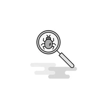 Search bug  Web Icon. Flat Line Filled Gray Icon Vector Stock Illustration