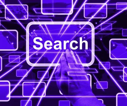 Search Button On Screen Showing Internet Access 3d Rendering Stock Illustration