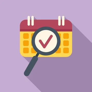 Search calendar task icon flat vector. Event time Illustrazione stock
