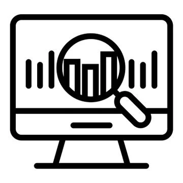 Search chart line icon. Computer with magnifying glass vector illustration Stock Illustration