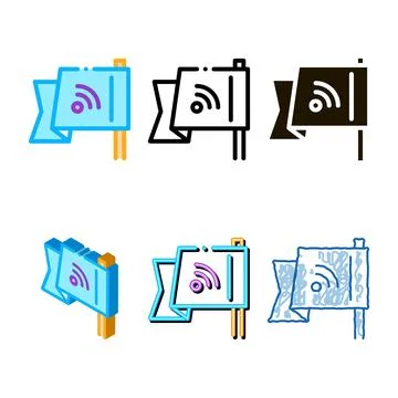 Search clean engine optimization destination flag icon vector outline Stock Illustration