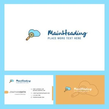 Search on cloud  Logo design with Tagline &amp; Front and Back Busienss Card Temp 库存插图