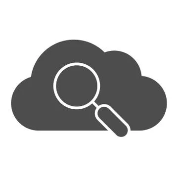 Search in cloud solid icon. Data searching vector illustration isolated on white 스톡 일러스트