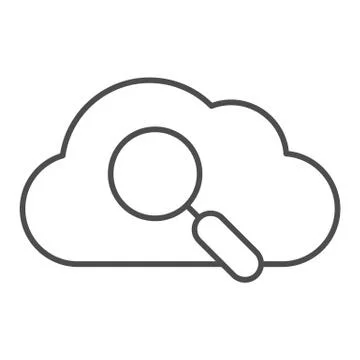 Search in cloud thin line icon. Data searching vector illustration isolated on Stock Illustration