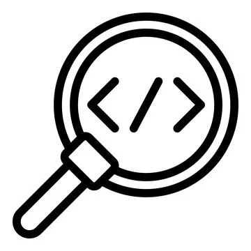 Search code icon outline vector. Cms development Illustrazione stock