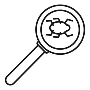 Search computer bug icon, outline style Stock Illustration