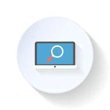 Search in computer flat icon Stock Illustration