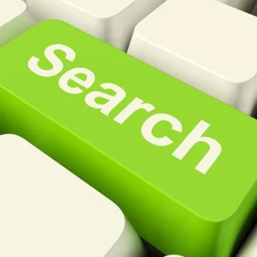 Search computer key in green showing internet access and online research Stock Illustration