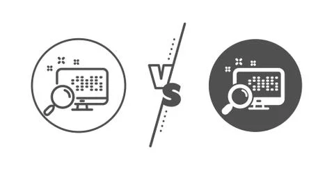 Search in computer line icon. Find data sign. Vector Stock Illustration