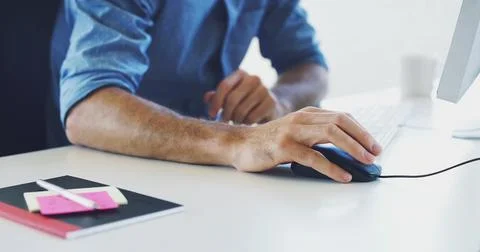 Search, computer or developer man hands for cybersecurity, app coding or data Stock Photos