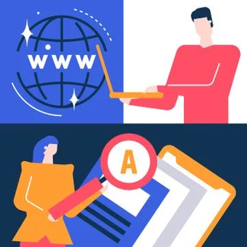 Search concept - flat design style colorful illustration Stock Illustration