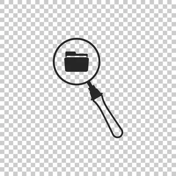 Search concept with folder icon isolated on transparent background. Magnifying Stock Illustration